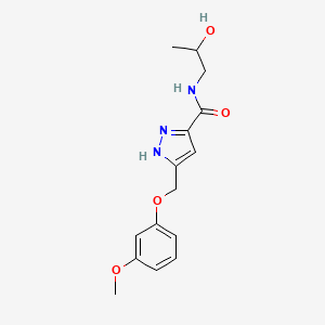 molecular formula C15H19N3O4 B5448135 N-(2-hydroxypropyl)-5-[(3-methoxyphenoxy)methyl]-1H-pyrazole-3-carboxamide 