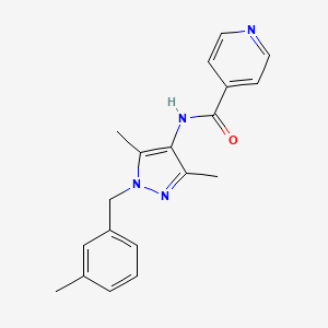 molecular formula C19H20N4O B5448143 N-[3,5-dimethyl-1-[(3-methylphenyl)methyl]pyrazol-4-yl]pyridine-4-carboxamide 
