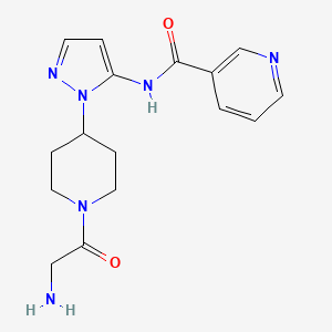 molecular formula C16H20N6O2 B5448354 N-[1-(1-glycyl-4-piperidinyl)-1H-pyrazol-5-yl]nicotinamide hydrochloride 