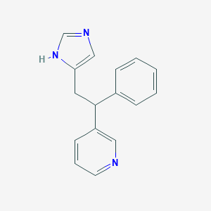 molecular formula C16H15N3 B054484 Pyridine, 3-(2-(1H-imidazol-4-yl)-1-phenylethyl)- CAS No. 122027-54-7