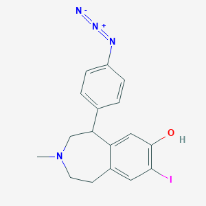 molecular formula C17H17IN4O B054489 7-Iodo-8-hydroxy-3-methyl-1-(4-azidophenyl)-2,3,4,5-tetrahydro-1H-3-benzazepine CAS No. 116234-50-5