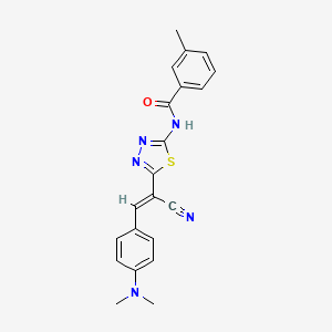 molecular formula C21H19N5OS B5449031 N-{5-[(1E)-1-CYANO-2-[4-(DIMETHYLAMINO)PHENYL]ETH-1-EN-1-YL]-1,3,4-THIADIAZOL-2-YL}-3-METHYLBENZAMIDE 