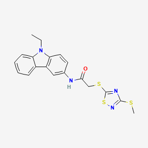 molecular formula C19H18N4OS3 B5449267 N-(9-ethyl-9H-carbazol-3-yl)-2-{[3-(methylthio)-1,2,4-thiadiazol-5-yl]thio}acetamide 