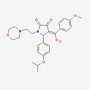 molecular formula C27H32N2O6 B5449475 (4E)-4-[hydroxy-(4-methoxyphenyl)methylidene]-1-(2-morpholin-4-ylethyl)-5-(4-propan-2-yloxyphenyl)pyrrolidine-2,3-dione 