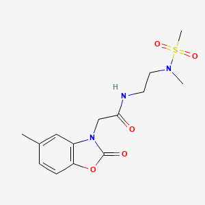 molecular formula C14H19N3O5S B5449481 N-{2-[methyl(methylsulfonyl)amino]ethyl}-2-(5-methyl-2-oxo-1,3-benzoxazol-3(2H)-yl)acetamide 