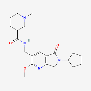 molecular formula C21H30N4O3 B5449500 N-[(6-cyclopentyl-2-methoxy-5-oxo-6,7-dihydro-5H-pyrrolo[3,4-b]pyridin-3-yl)methyl]-1-methylpiperidine-3-carboxamide 