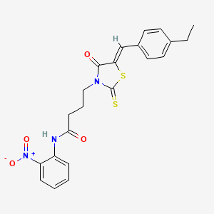 molecular formula C22H21N3O4S2 B5449589 4-[5-(4-ethylbenzylidene)-4-oxo-2-thioxo-1,3-thiazolidin-3-yl]-N-(2-nitrophenyl)butanamide 