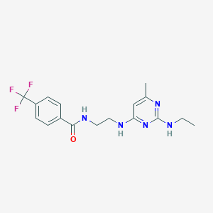 molecular formula C17H20F3N5O B5449602 N-(2-{[2-(ethylamino)-6-methyl-4-pyrimidinyl]amino}ethyl)-4-(trifluoromethyl)benzamide 