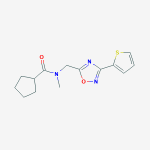 molecular formula C14H17N3O2S B5449684 N-methyl-N-{[3-(2-thienyl)-1,2,4-oxadiazol-5-yl]methyl}cyclopentanecarboxamide 