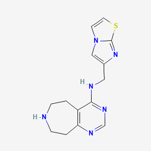 molecular formula C14H16N6S B5449694 N-(imidazo[2,1-b][1,3]thiazol-6-ylmethyl)-6,7,8,9-tetrahydro-5H-pyrimido[4,5-d]azepin-4-amine 