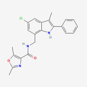 molecular formula C22H20ClN3O2 B5449794 N-[(5-chloro-3-methyl-2-phenyl-1H-indol-7-yl)methyl]-2,5-dimethyl-1,3-oxazole-4-carboxamide 