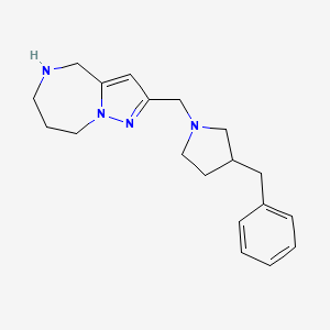 molecular formula C19H26N4 B5449837 2-[(3-benzyl-1-pyrrolidinyl)methyl]-5,6,7,8-tetrahydro-4H-pyrazolo[1,5-a][1,4]diazepine dihydrochloride 