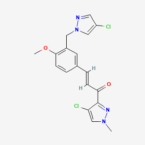 molecular formula C18H16Cl2N4O2 B5449848 (E)-1-(4-CHLORO-1-METHYL-1H-PYRAZOL-3-YL)-3-{3-[(4-CHLORO-1H-PYRAZOL-1-YL)METHYL]-4-METHOXYPHENYL}-2-PROPEN-1-ONE 