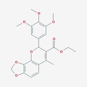 molecular formula C23H24O8 B054499 ethyl 6-methyl-8-(3,4,5-trimethoxyphenyl)-8H-[1,3]dioxolo[4,5-h]chromene-7-carboxylate CAS No. 116409-03-1