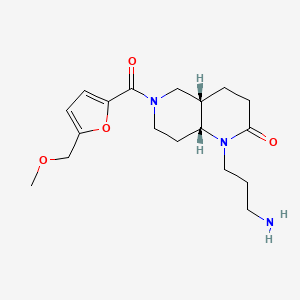 molecular formula C18H27N3O4 B5449931 rel-(4aS,8aR)-1-(3-aminopropyl)-6-[5-(methoxymethyl)-2-furoyl]octahydro-1,6-naphthyridin-2(1H)-one hydrochloride 