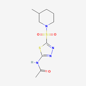 molecular formula C10H16N4O3S2 B5450160 N-{5-[(3-methyl-1-piperidinyl)sulfonyl]-1,3,4-thiadiazol-2-yl}acetamide 