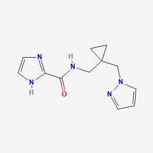 molecular formula C12H15N5O B5450185 N-{[1-(1H-pyrazol-1-ylmethyl)cyclopropyl]methyl}-1H-imidazole-2-carboxamide 