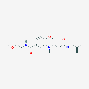molecular formula C20H29N3O4 B5450197 N-(2-methoxyethyl)-4-methyl-3-{2-[methyl(2-methylprop-2-en-1-yl)amino]-2-oxoethyl}-3,4-dihydro-2H-1,4-benzoxazine-6-carboxamide 