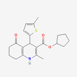 molecular formula C21H25NO3S B5450217 Cyclopentyl 2-methyl-4-(5-methylthiophen-2-yl)-5-oxo-1,4,5,6,7,8-hexahydroquinoline-3-carboxylate 