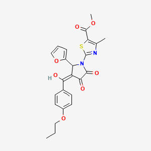 molecular formula C24H22N2O7S B5450223 methyl 2-[2-(furan-2-yl)-4-hydroxy-5-oxo-3-(4-propoxybenzoyl)-2,5-dihydro-1H-pyrrol-1-yl]-4-methyl-1,3-thiazole-5-carboxylate 