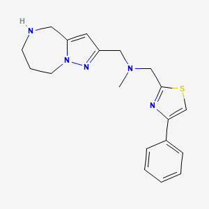 molecular formula C19H23N5S B5450542 N-methyl-1-(4-phenyl-1,3-thiazol-2-yl)-N-(5,6,7,8-tetrahydro-4H-pyrazolo[1,5-a][1,4]diazepin-2-ylmethyl)methanamine 