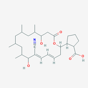 molecular formula C28H43NO6 B054535 2-[(4E,6E)-7-cyano-8,16-dihydroxy-9,11,13,15-tetramethyl-18-oxo-1-oxacyclooctadeca-4,6-dien-2-yl]cyclopentane-1-carboxylic acid CAS No. 7184-60-3