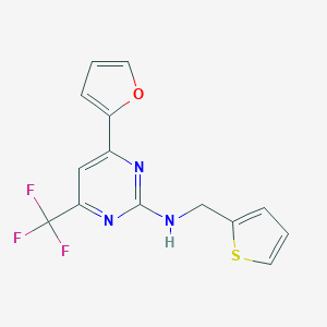 4-(furan-2-yl)-N-(thiophen-2-ylmethyl)-6-(trifluoromethyl)pyrimidin-2-amine