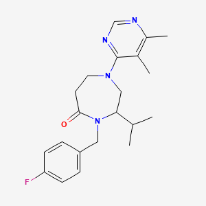 molecular formula C21H27FN4O B5455346 1-(5,6-dimethylpyrimidin-4-yl)-4-(4-fluorobenzyl)-3-isopropyl-1,4-diazepan-5-one 