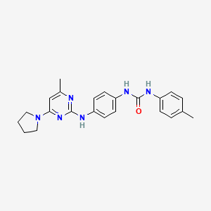 molecular formula C23H26N6O B5455357 N-(4-methylphenyl)-N'-(4-{[4-methyl-6-(1-pyrrolidinyl)-2-pyrimidinyl]amino}phenyl)urea 
