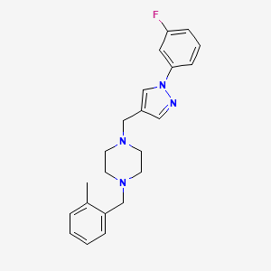 molecular formula C22H25FN4 B5455387 1-{[1-(3-fluorophenyl)-1H-pyrazol-4-yl]methyl}-4-(2-methylbenzyl)piperazine 
