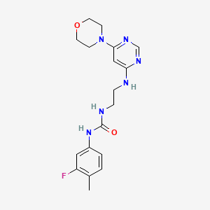 molecular formula C18H23FN6O2 B5456669 N-(3-fluoro-4-methylphenyl)-N'-(2-{[6-(4-morpholinyl)-4-pyrimidinyl]amino}ethyl)urea 