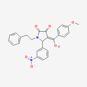 molecular formula C26H22N2O6 B5456682 (4E)-4-[hydroxy-(4-methoxyphenyl)methylidene]-5-(3-nitrophenyl)-1-(2-phenylethyl)pyrrolidine-2,3-dione 
