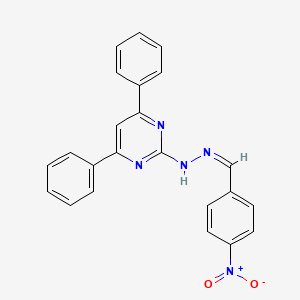 molecular formula C23H17N5O2 B5456869 N-[(Z)-(4-nitrophenyl)methylideneamino]-4,6-diphenylpyrimidin-2-amine 
