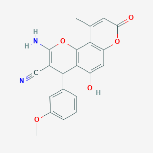 molecular formula C21H16N2O5 B5457044 2-amino-5-hydroxy-4-(3-methoxyphenyl)-10-methyl-8-oxo-4H-pyrano[2,3-h]chromene-3-carbonitrile 