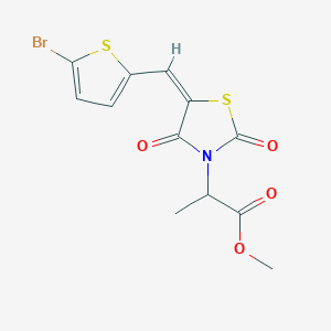 molecular formula C12H10BrNO4S2 B5457323 methyl 2-[(5E)-5-[(5-bromothiophen-2-yl)methylidene]-2,4-dioxo-1,3-thiazolidin-3-yl]propanoate 