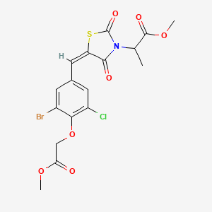 molecular formula C17H15BrClNO7S B5457512 methyl 2-[(5E)-5-[[3-bromo-5-chloro-4-(2-methoxy-2-oxoethoxy)phenyl]methylidene]-2,4-dioxo-1,3-thiazolidin-3-yl]propanoate 