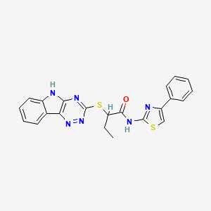 molecular formula C22H18N6OS2 B5457821 N-(4-phenyl-1,3-thiazol-2-yl)-2-(5H-[1,2,4]triazino[5,6-b]indol-3-ylsulfanyl)butanamide 