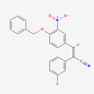 molecular formula C22H15FN2O3 B5457966 (E)-2-(3-fluorophenyl)-3-(3-nitro-4-phenylmethoxyphenyl)prop-2-enenitrile 
