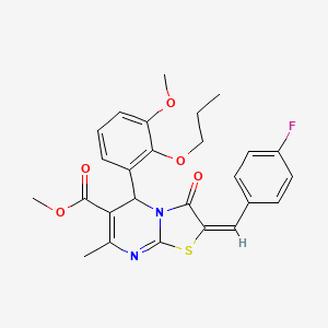 molecular formula C26H25FN2O5S B5458118 methyl (2E)-2-[(4-fluorophenyl)methylidene]-5-(3-methoxy-2-propoxyphenyl)-7-methyl-3-oxo-5H-[1,3]thiazolo[3,2-a]pyrimidine-6-carboxylate 