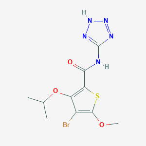 molecular formula C10H12BrN5O3S B054583 4-Bromo-5-methoxy-3-[(propan-2-yl)oxy]-N-(2H-tetrazol-5-yl)thiophene-2-carboxamide CAS No. 113589-05-2