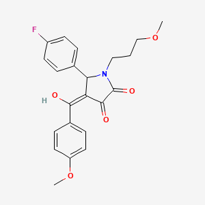 molecular formula C22H22FNO5 B5458550 5-(4-fluorophenyl)-3-hydroxy-4-(4-methoxybenzoyl)-1-(3-methoxypropyl)-2,5-dihydro-1H-pyrrol-2-one 