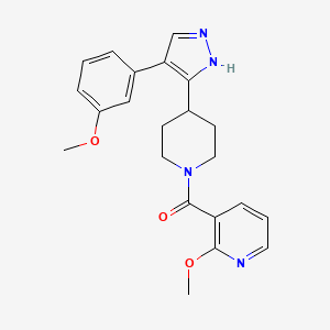 molecular formula C22H24N4O3 B5458685 [4-[4-(3-methoxyphenyl)-1H-pyrazol-5-yl]piperidin-1-yl]-(2-methoxypyridin-3-yl)methanone 