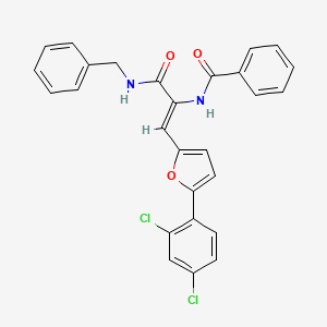 molecular formula C27H20Cl2N2O3 B5458751 N-{(1Z)-3-(benzylamino)-1-[5-(2,4-dichlorophenyl)furan-2-yl]-3-oxoprop-1-en-2-yl}benzamide 