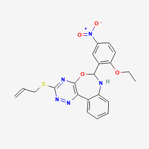molecular formula C21H19N5O4S B5459081 6-(2-Ethoxy-5-nitrophenyl)-3-prop-2-enylsulfanyl-6,7-dihydro-[1,2,4]triazino[5,6-d][3,1]benzoxazepine 