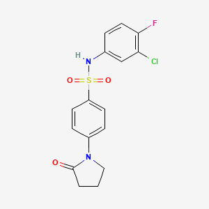 molecular formula C16H14ClFN2O3S B5459189 N-(3-CHLORO-4-FLUOROPHENYL)-4-(2-OXOPYRROLIDIN-1-YL)BENZENE-1-SULFONAMIDE 