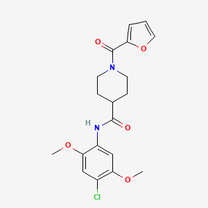 molecular formula C19H21ClN2O5 B5459698 N-(4-chloro-2,5-dimethoxyphenyl)-1-(furan-2-carbonyl)piperidine-4-carboxamide 