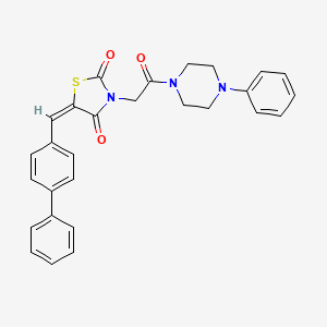 molecular formula C28H25N3O3S B5459770 (5E)-5-(biphenyl-4-ylmethylidene)-3-[2-oxo-2-(4-phenylpiperazin-1-yl)ethyl]-1,3-thiazolidine-2,4-dione 