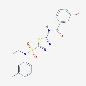 N-(5-{[ethyl(3-methylphenyl)amino]sulfonyl}-1,3,4-thiadiazol-2-yl)-3-fluorobenzamide