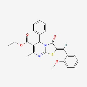 molecular formula C24H22N2O4S B5460235 ETHYL (2Z)-2-[(2-METHOXYPHENYL)METHYLIDENE]-7-METHYL-3-OXO-5-PHENYL-2H,3H,5H-[1,3]THIAZOLO[3,2-A]PYRIMIDINE-6-CARBOXYLATE 