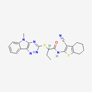 molecular formula C23H22N6OS2 B5460555 N-(3-cyano-4,5,6,7-tetrahydro-1-benzothiophen-2-yl)-2-[(5-methyl-5H-[1,2,4]triazino[5,6-b]indol-3-yl)sulfanyl]butanamide 